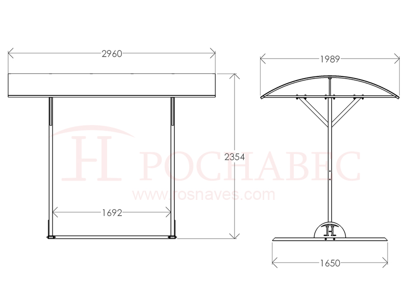 Навес со скамейками размеры 2700х2700х2500 мм