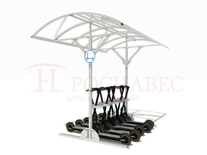 Информационный стенд со скамейкой с навесом из поликарбоната