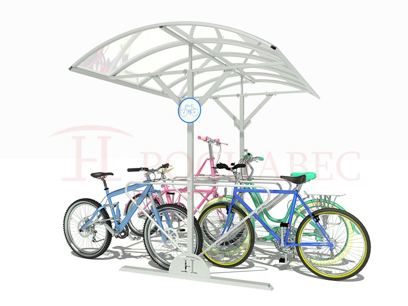 Велопарковка из конструкционной стали с навесом из поликарбоната на 16 велосипедов
