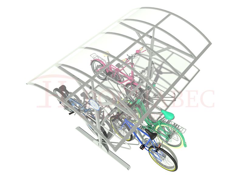 Велопарковка из конструкционной стали с навесом из поликарбоната на 16 велосипедов